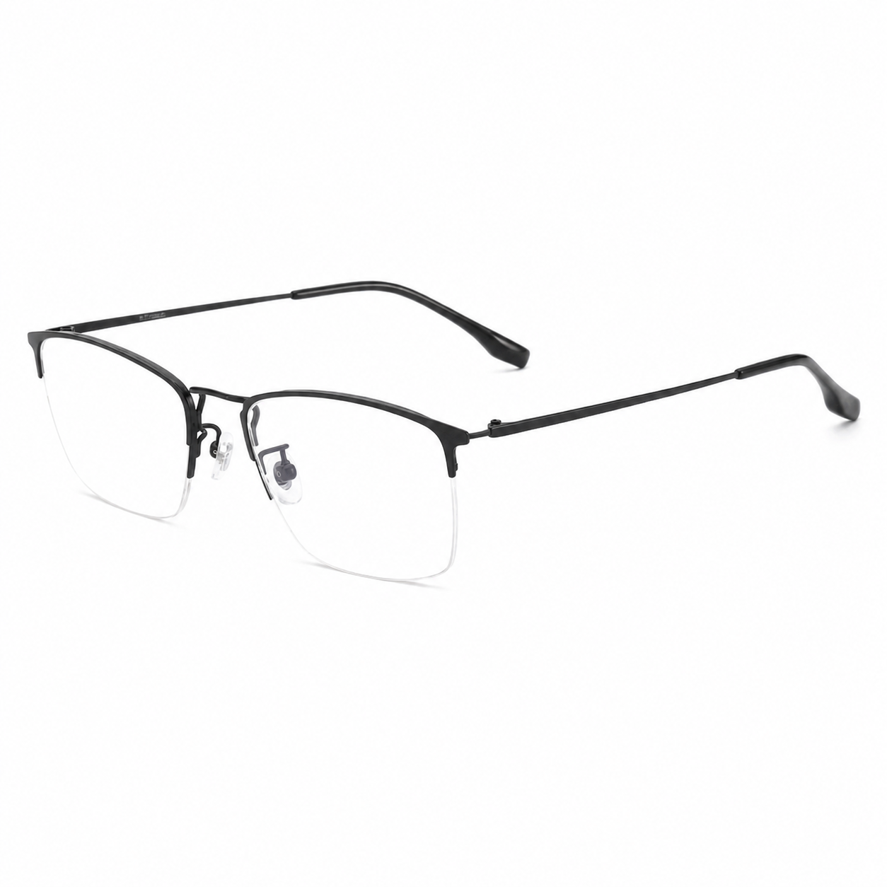 Black/Gold Casual Beta Titanium Semi-Rimless Glasses, high-resolution product view