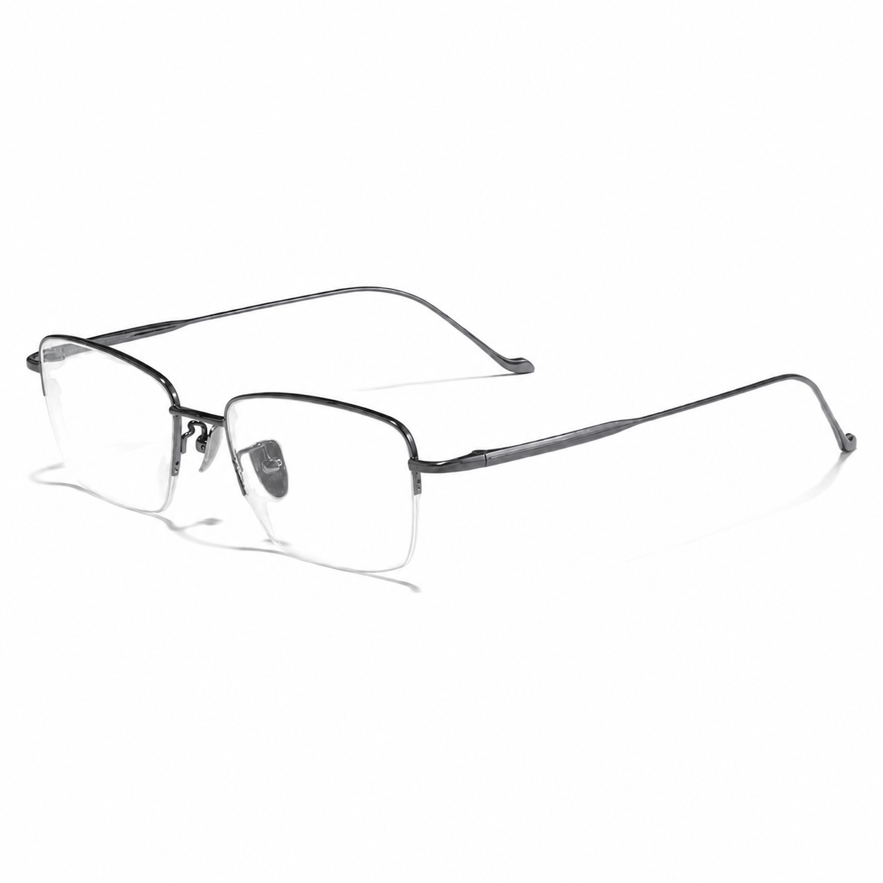 Gunmetal Business Part-Titanium Semi-Rimless Glasses, high-resolution product view