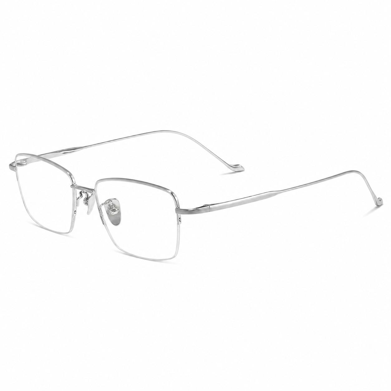 Silver Business Part-Titanium Semi-Rimless Glasses, high-resolution product view
