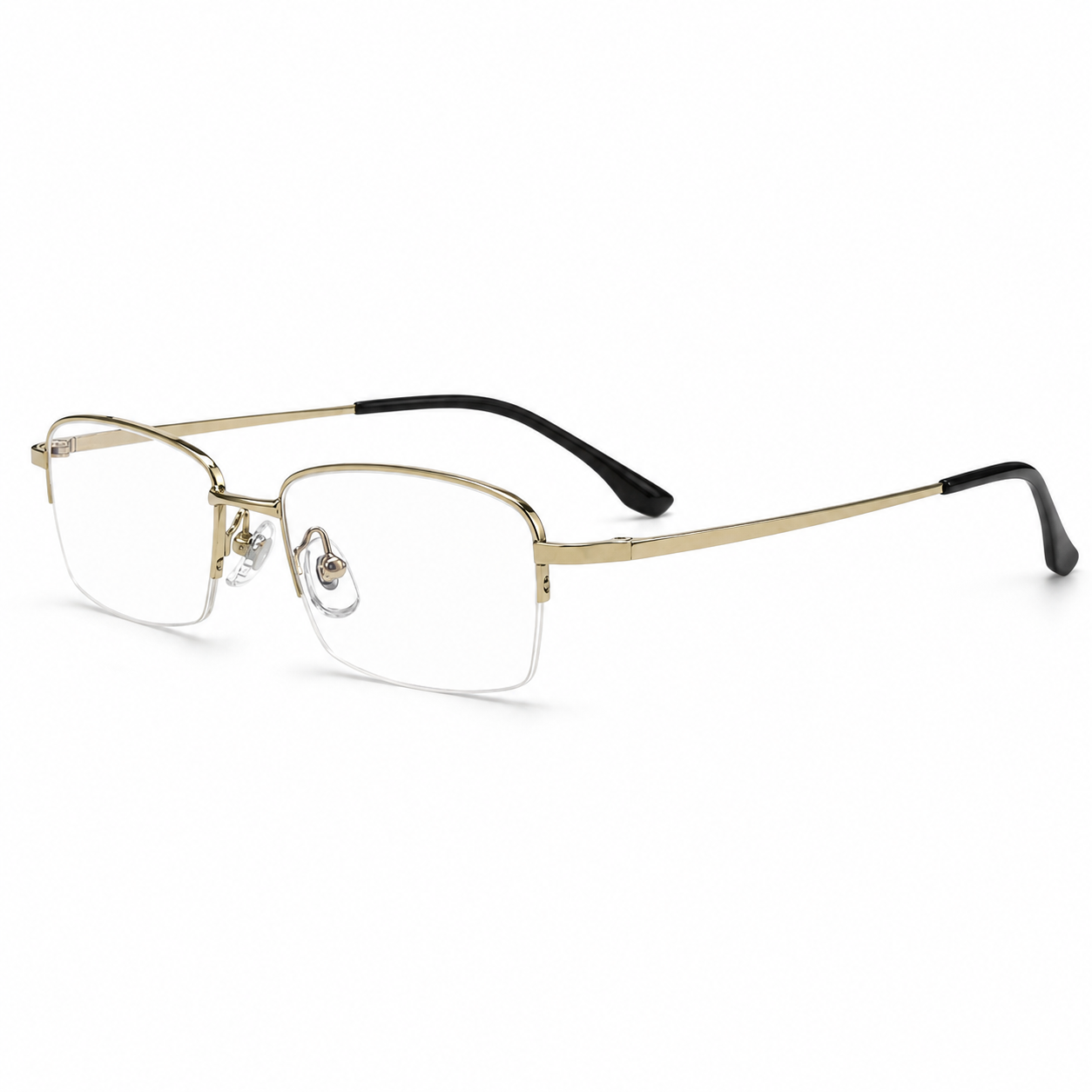 Black Classic Business Pure Titanium Semi-Rimless Glasses, high-resolution product view