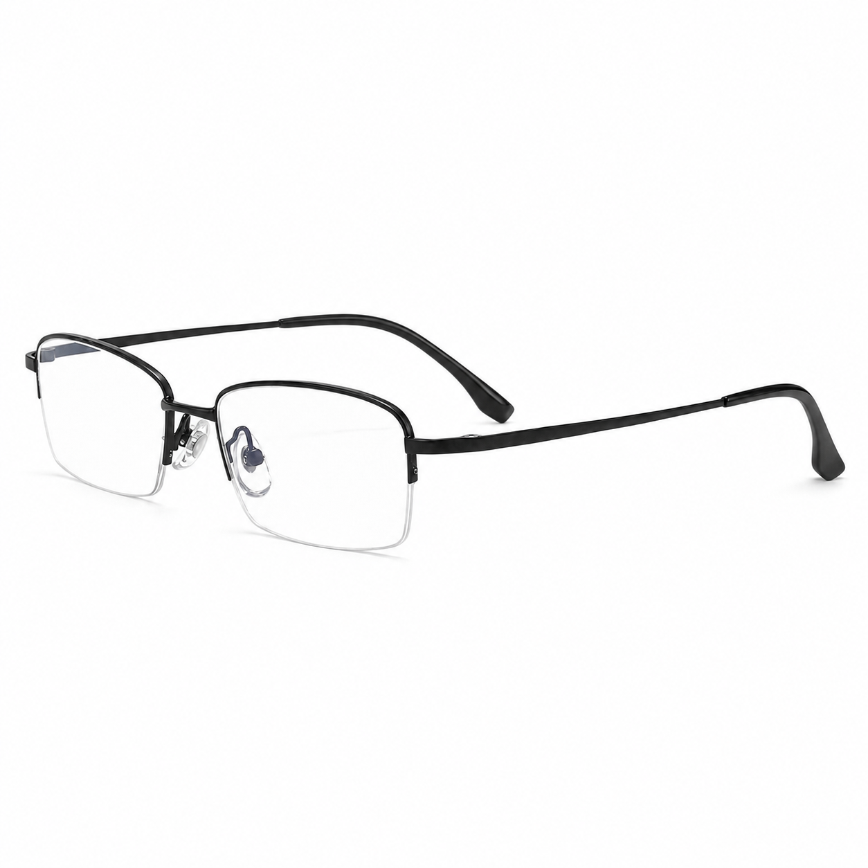 Gunmetal Classic Business Pure Titanium Semi-Rimless Glasses, high-resolution product view
