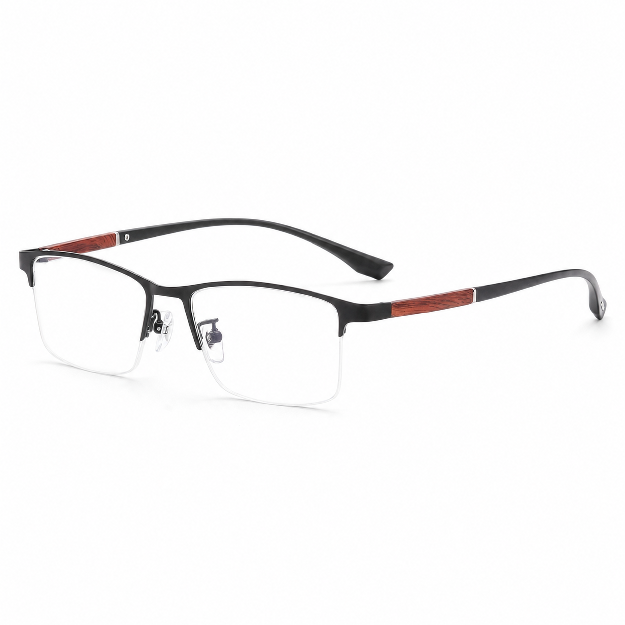 Black Comfort Pure Titanium Semi-Rimless Glasses, high-resolution product view