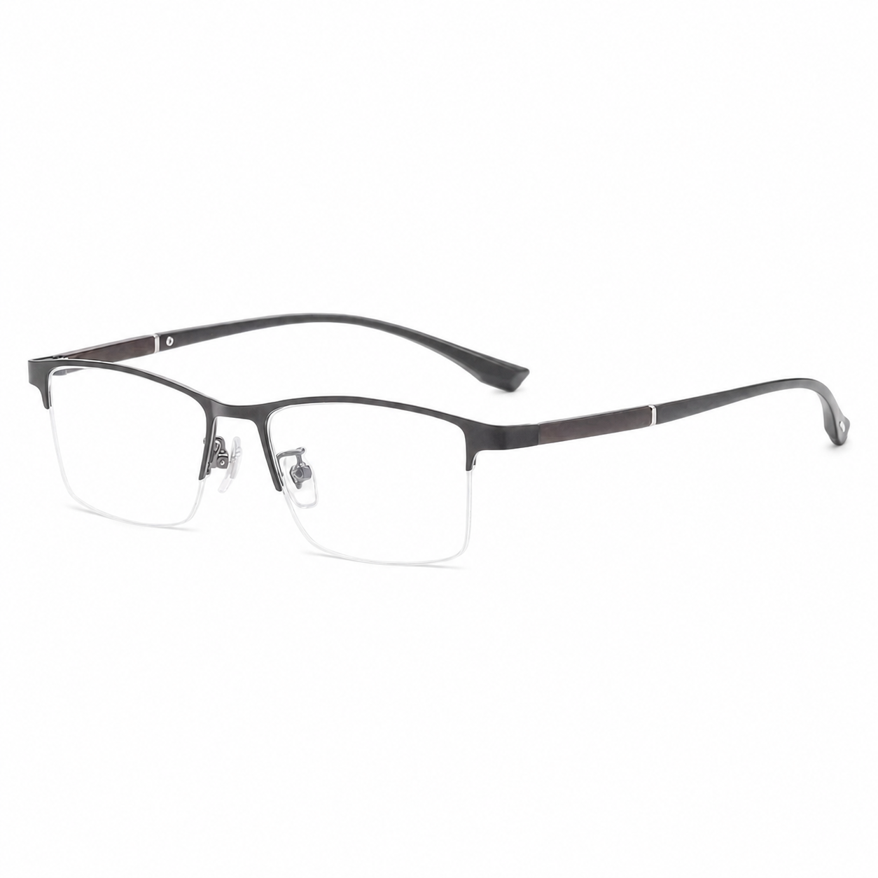 Black/Gunmetal Comfort Pure Titanium Semi-Rimless Glasses, high-resolution product view