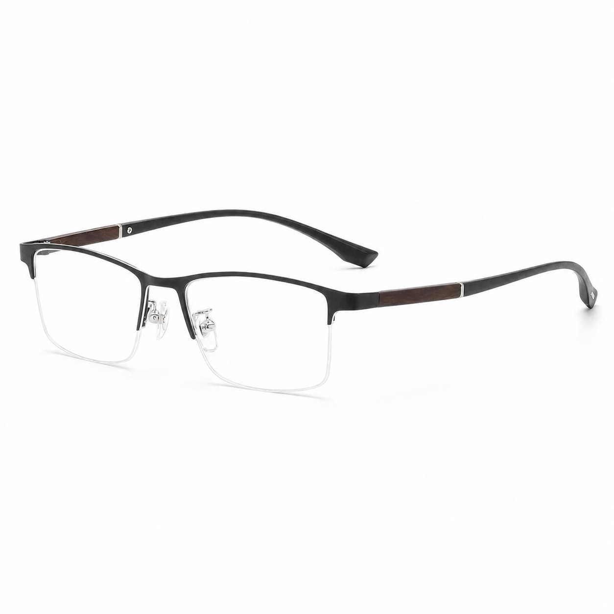 Gunmetal Comfort Pure Titanium Semi-Rimless Glasses, high-resolution product view