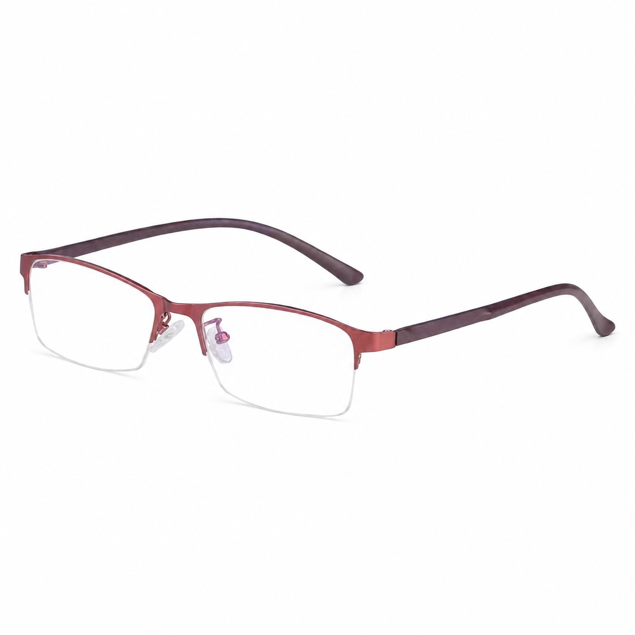 Pink Business Casual Alloy Semi-Rimless Glasses, high-resolution product view