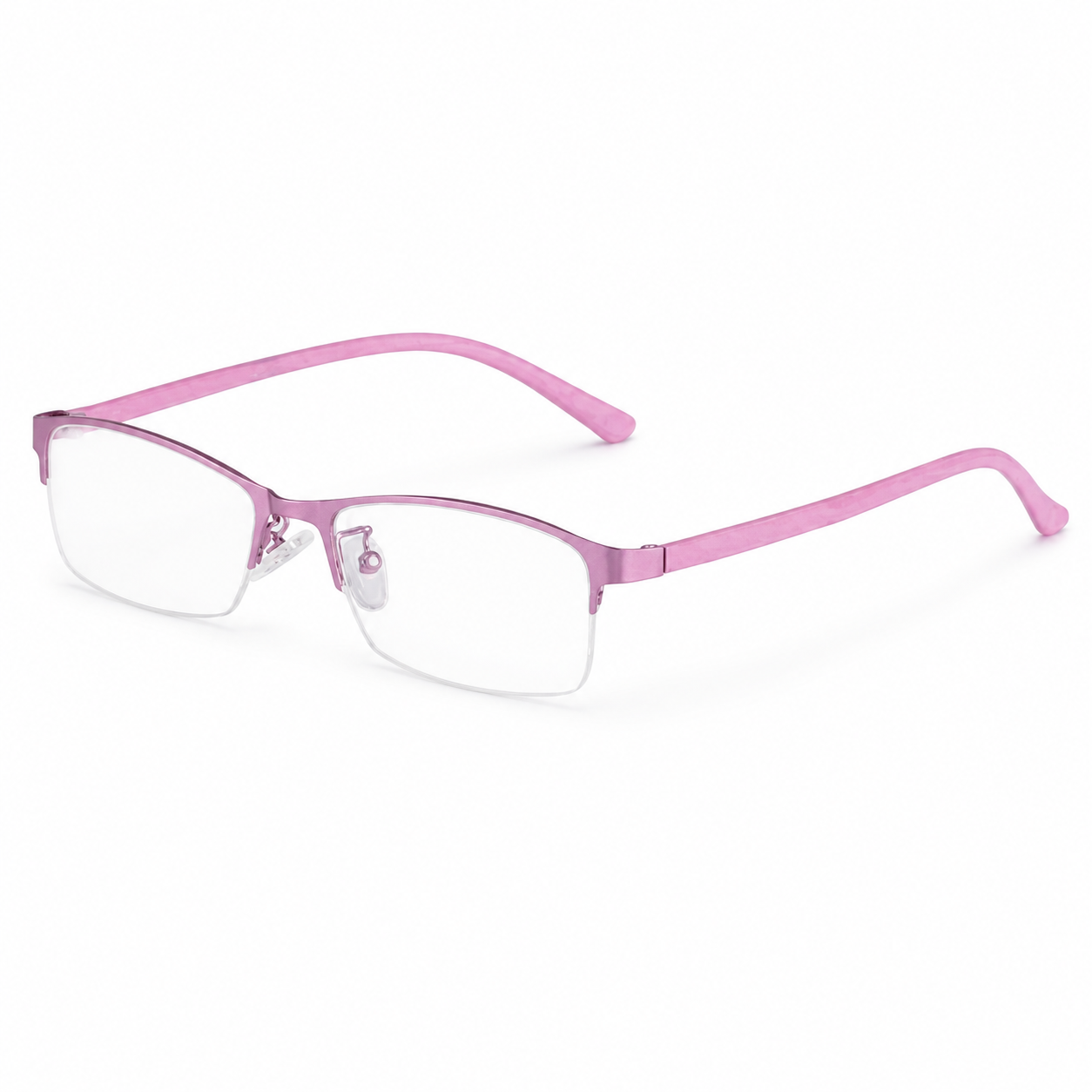 Purple Business Casual Alloy Semi-Rimless Glasses, high-resolution product view