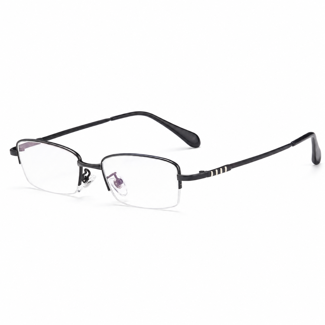 Gold Minimalist Narrow Alloy Semi-Rimless Glasses, high-resolution product view
