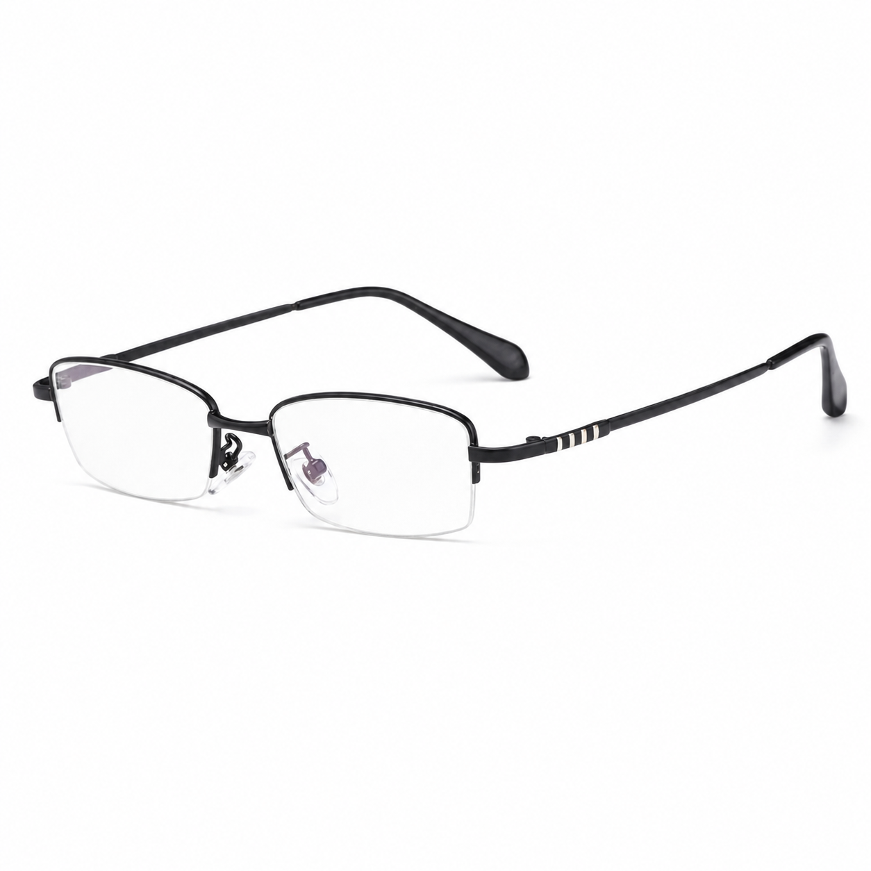 Blue Minimalist Narrow Alloy Semi-Rimless Glasses, high-resolution product view