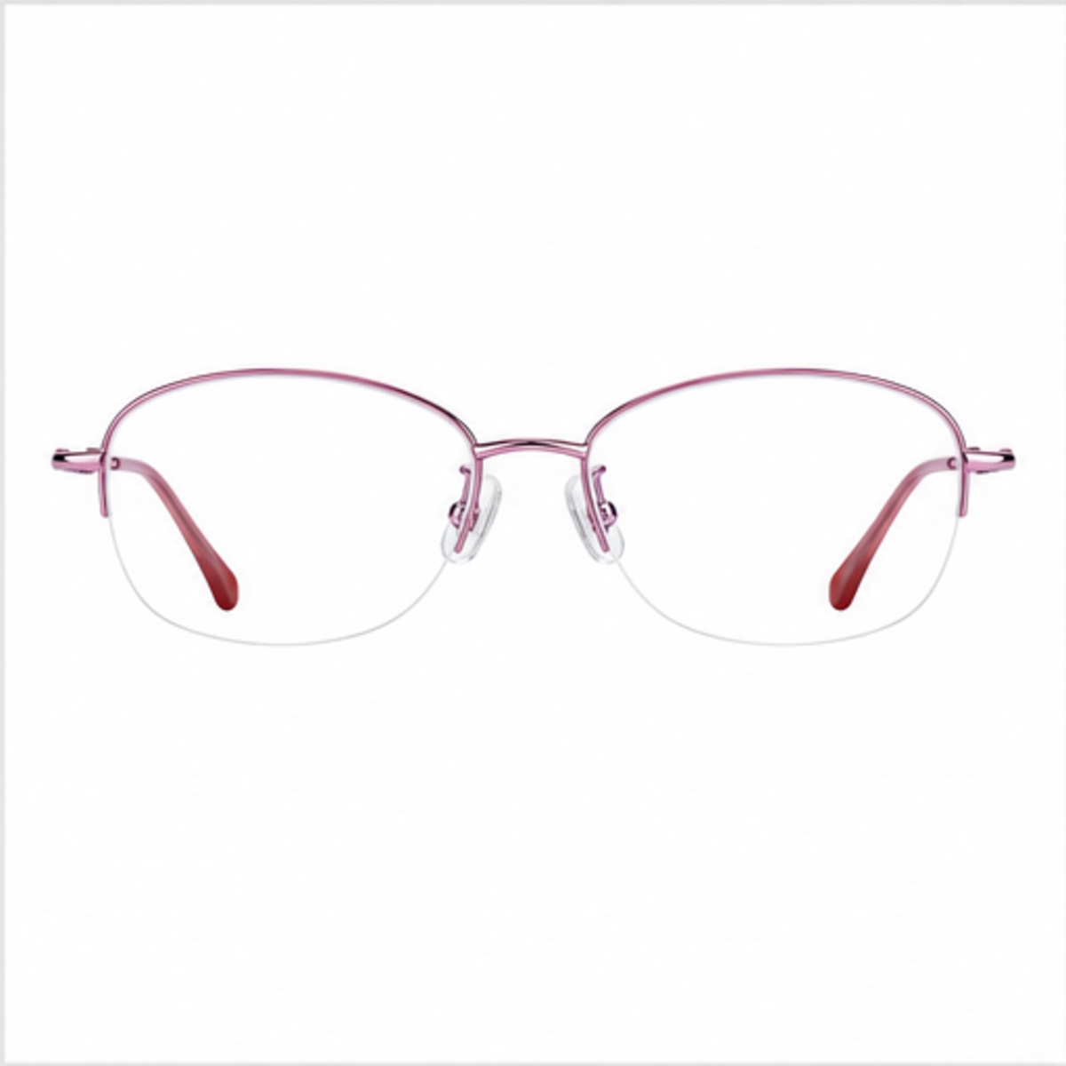 Pink women's stylish pure-titanium semi-rimless glasses, front product view