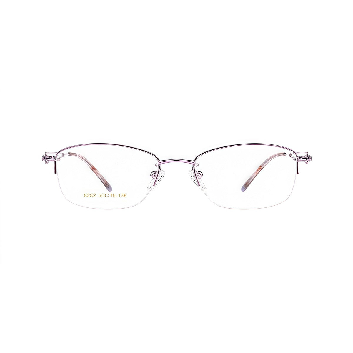 Purple elegant lightweight alloy semi-rimless glasses, front product view