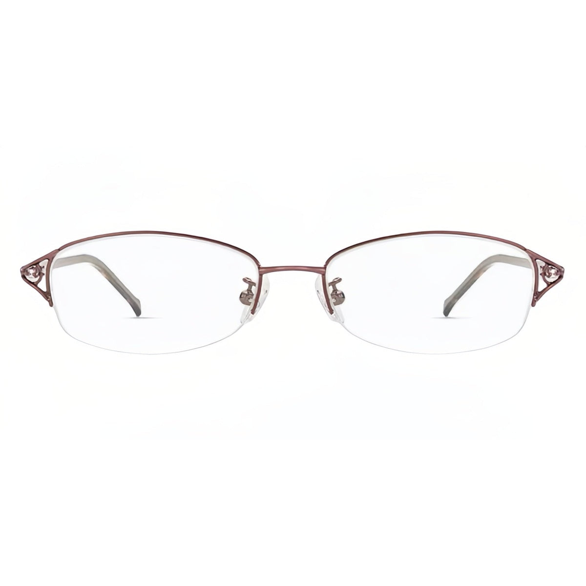 Red alloy and acetate semi-rimless glasses, front product view