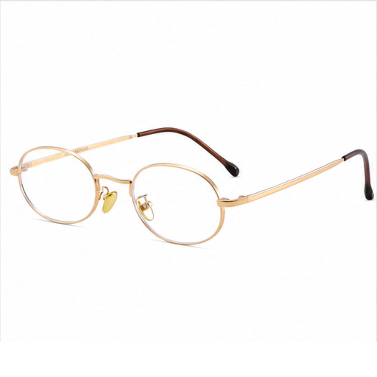 Rose Gold unisex small-fit ultra-light alloy oval full-rim glasses, 45-degree product view
