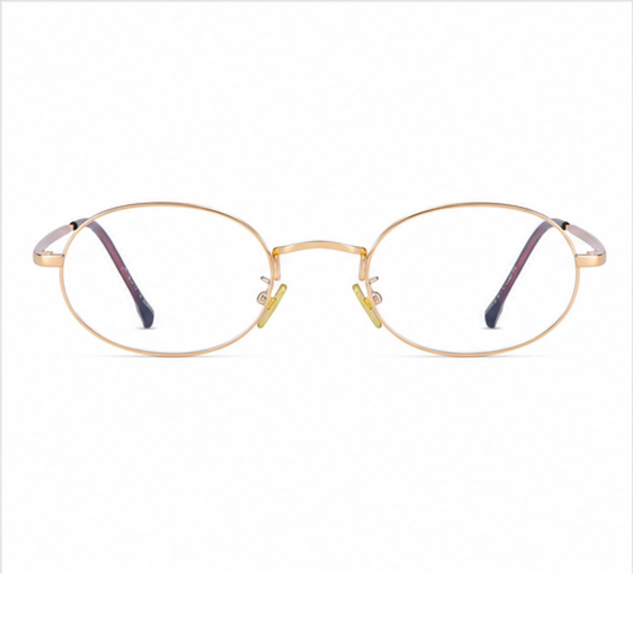Rose Gold unisex small-fit ultra-light alloy oval full-rim glasses, front product view
