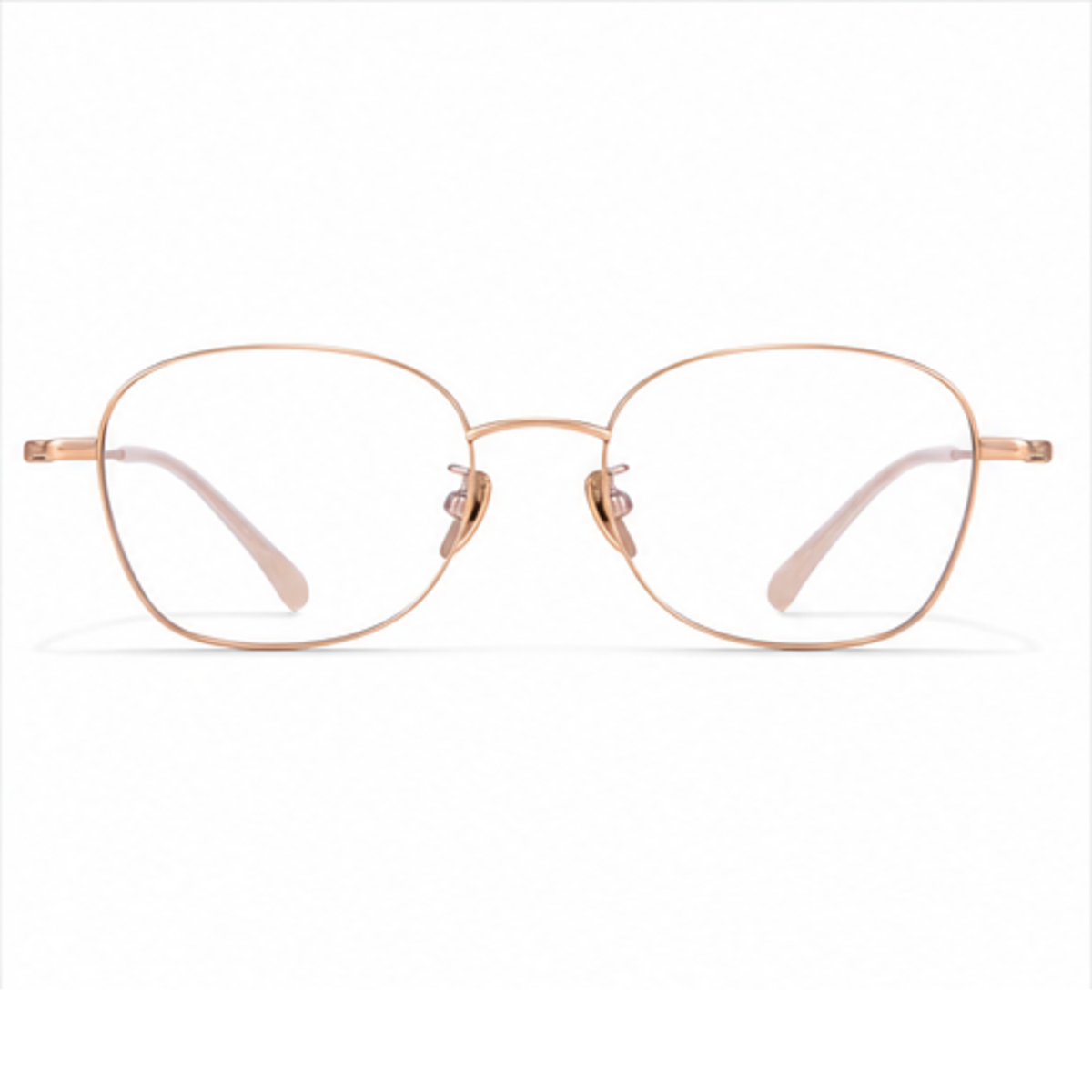 Rose Gold unisex ultra-light pure titanium rounded-square full-rim glasses, front product view