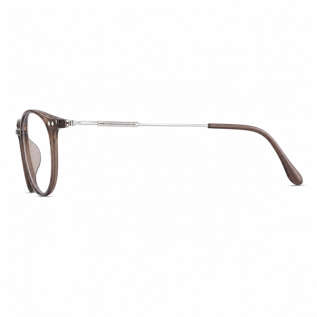 Cool Tea Brown eyeglass frame, side-profile product view