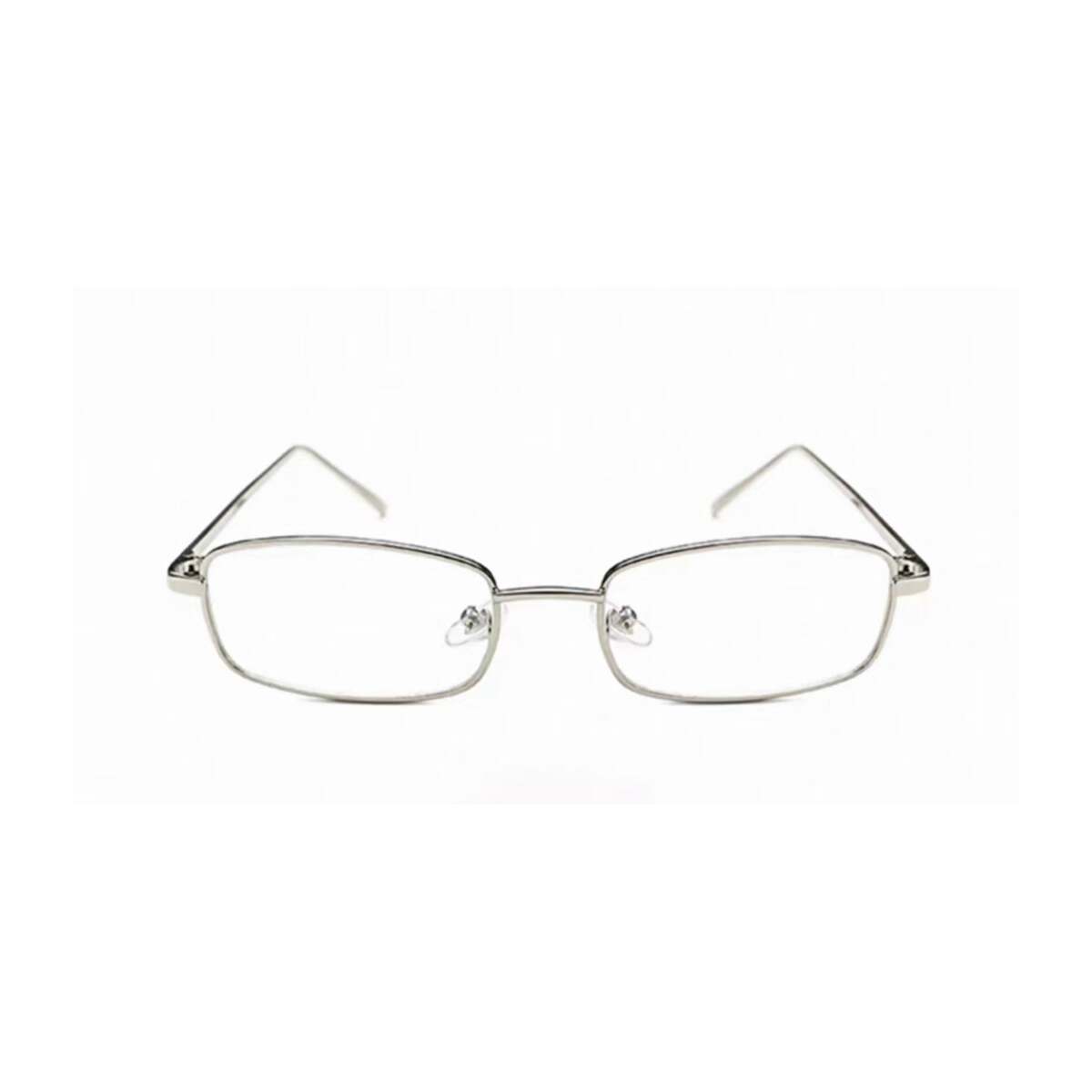 Silver alloy slim square full-rim glasses, front product view