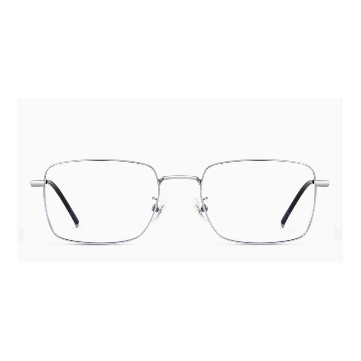 Silver pure titanium square full-rim glasses, front product view