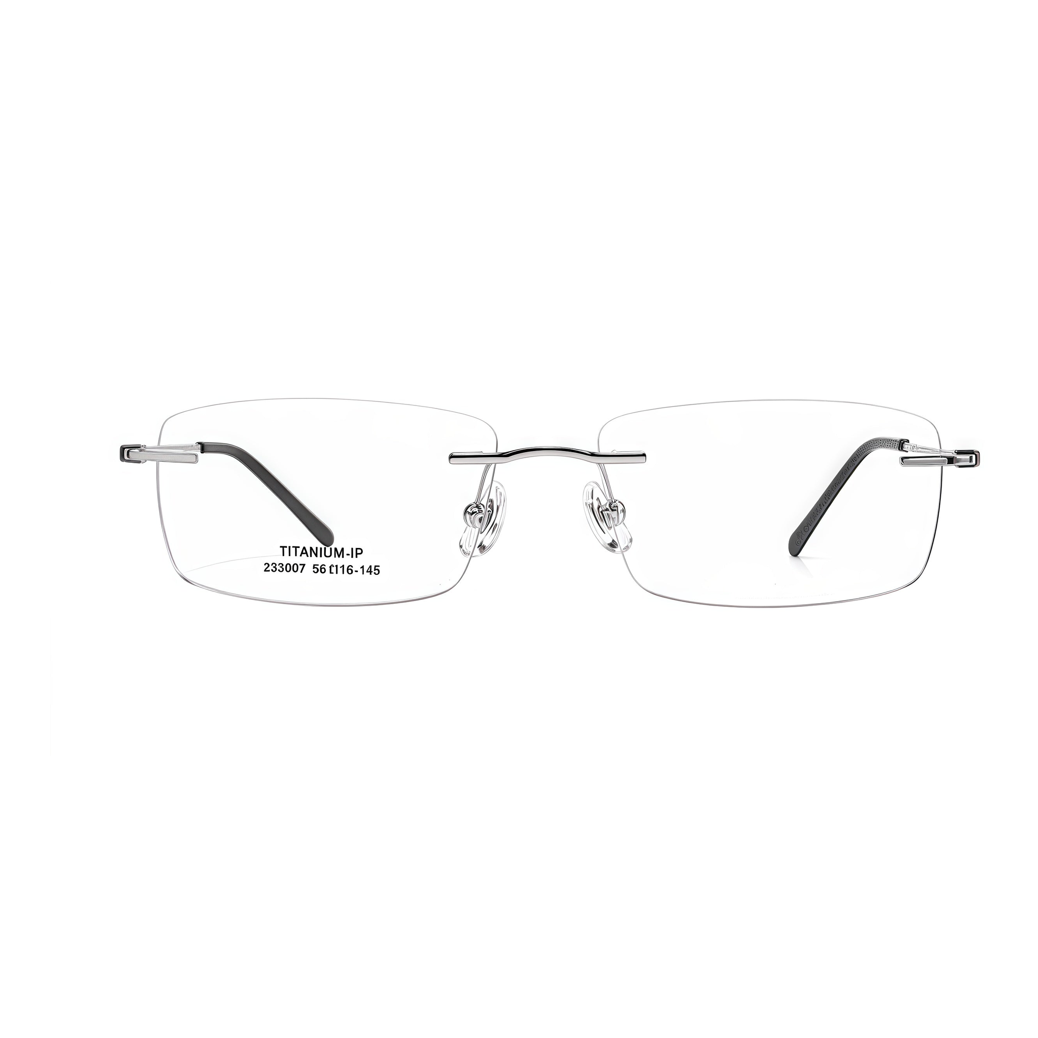 Silver semi-titanium rimless glasses, front product view
