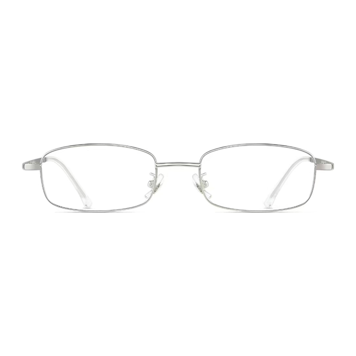 Silver ultra-light alloy rectangular full-rim frame, front product view