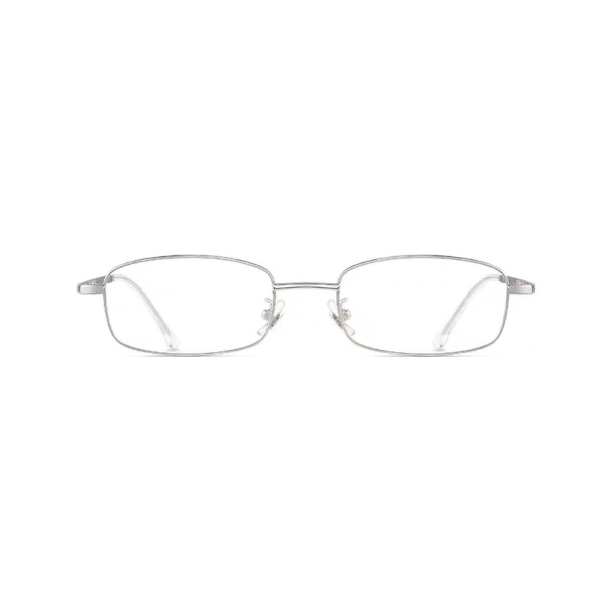 Silver small-fit alloy rectangular full-rim glasses, front product view