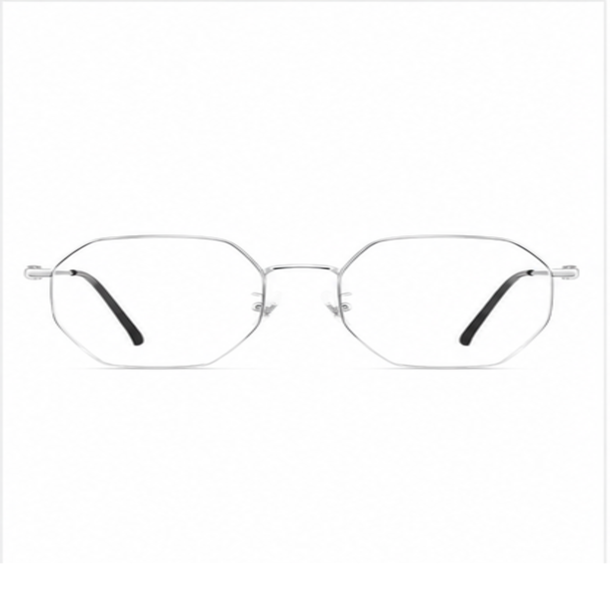 Silver unisex thin alloy geometric full-rim glasses, front product view