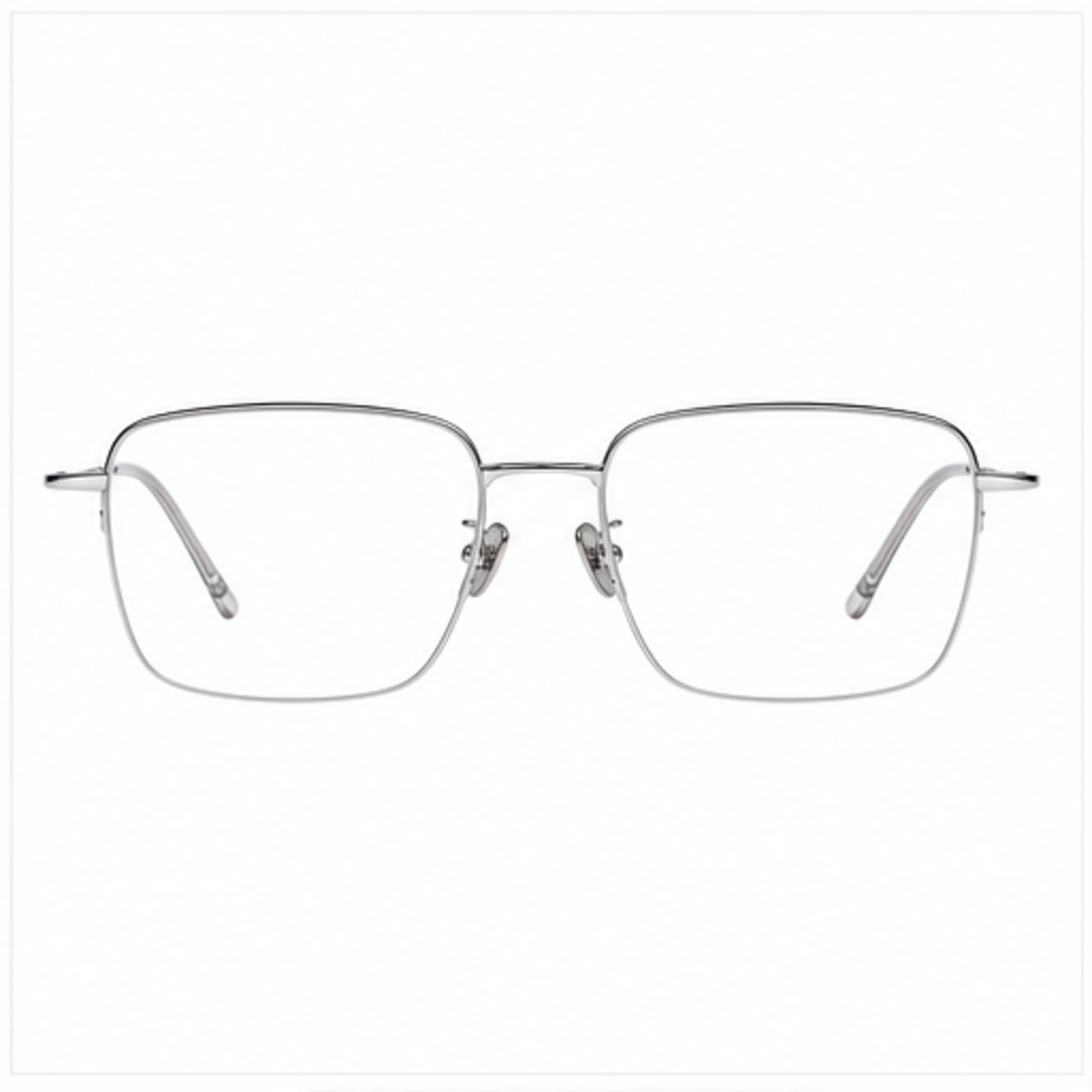Silver unisex business titanium semi-rimless glasses, front product view