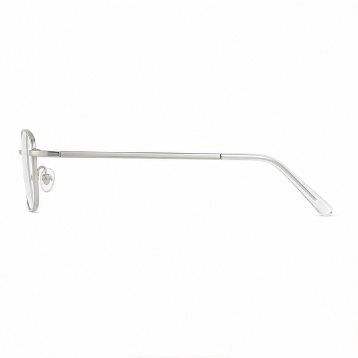 Silver retro small-fit square full-rim glasses, side-profile product view