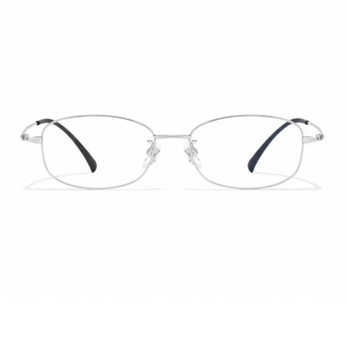Silver women's small-fit ultra-light alloy and titanium square full-rim glasses, front product view