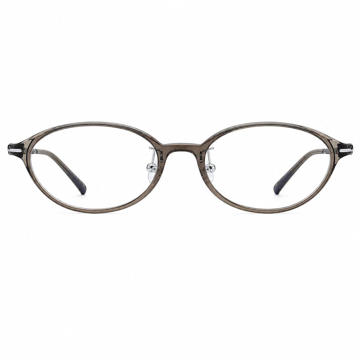Taupe Gray TR90 small-fit oval full-rim glasses, front product view