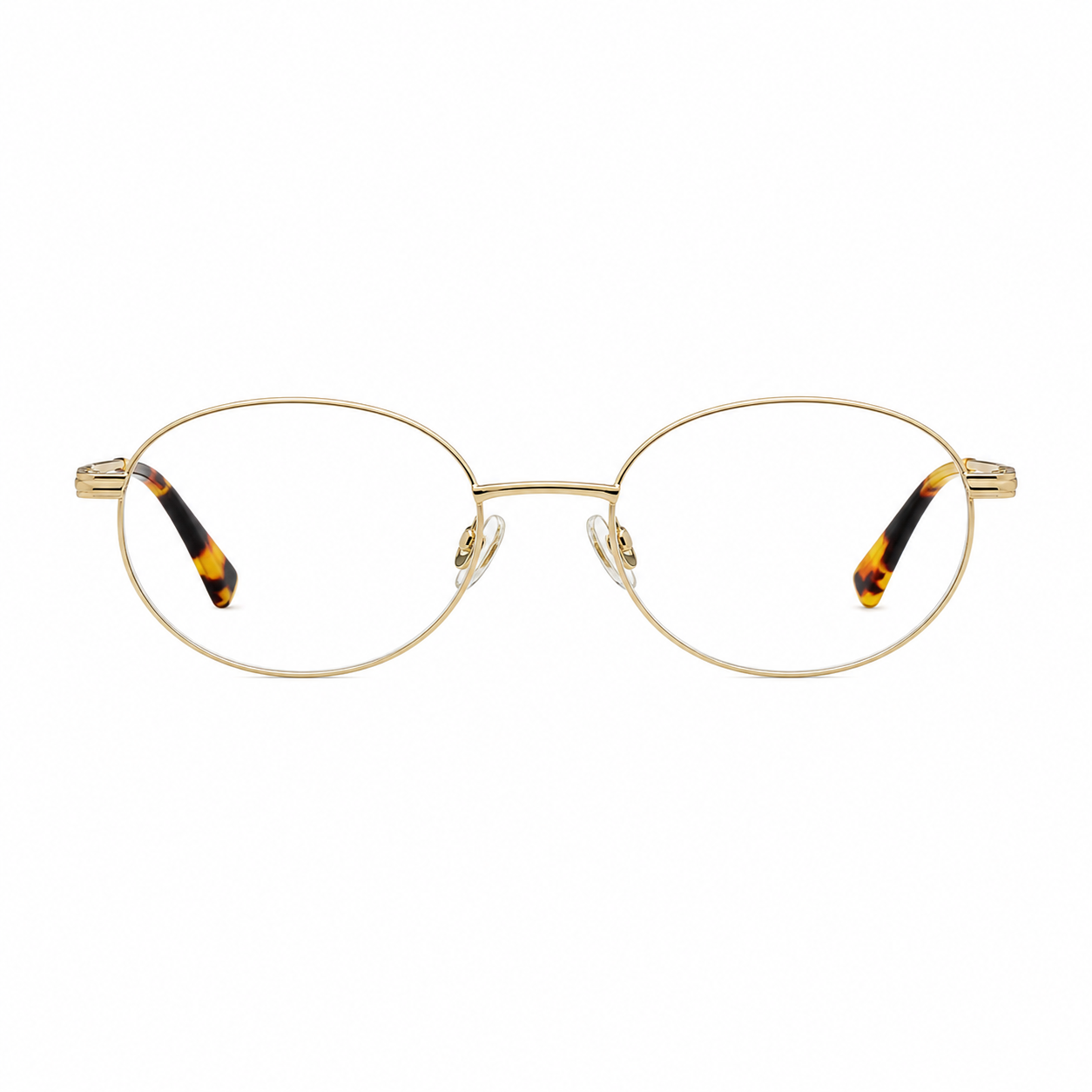 Tortoise Shell titanium oval full-rim glasses, front product view