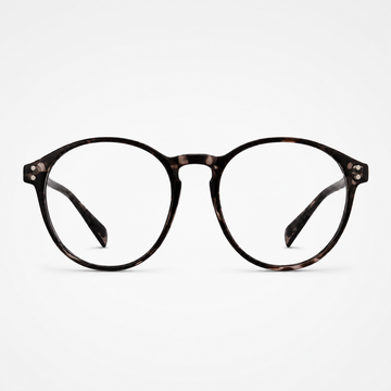 Tortoise Shell women's polycarbonate round-panto full-rim glasses, front product view