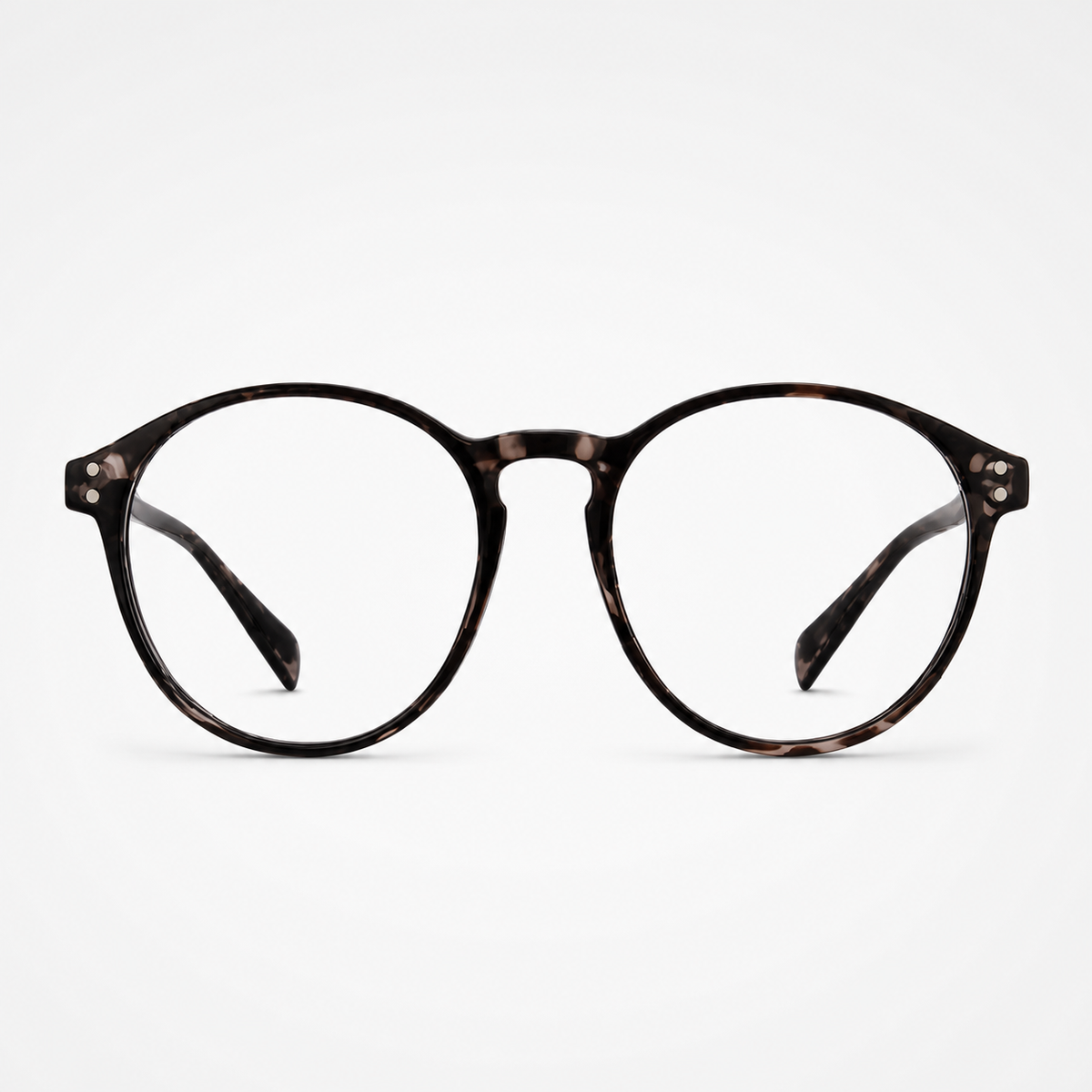 Tortoise Shell women's polycarbonate round-panto full-rim glasses, front product view