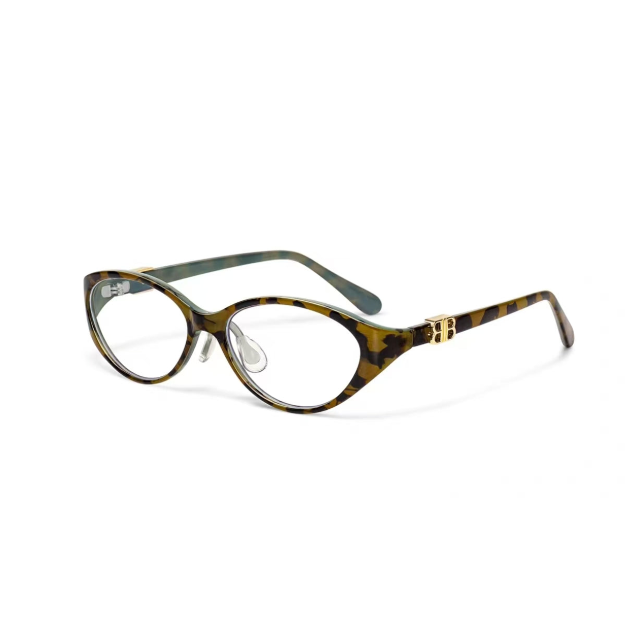 Tortoise Shell women's retro TR90 oval cat-eye full-rim glasses, 45-degree product view