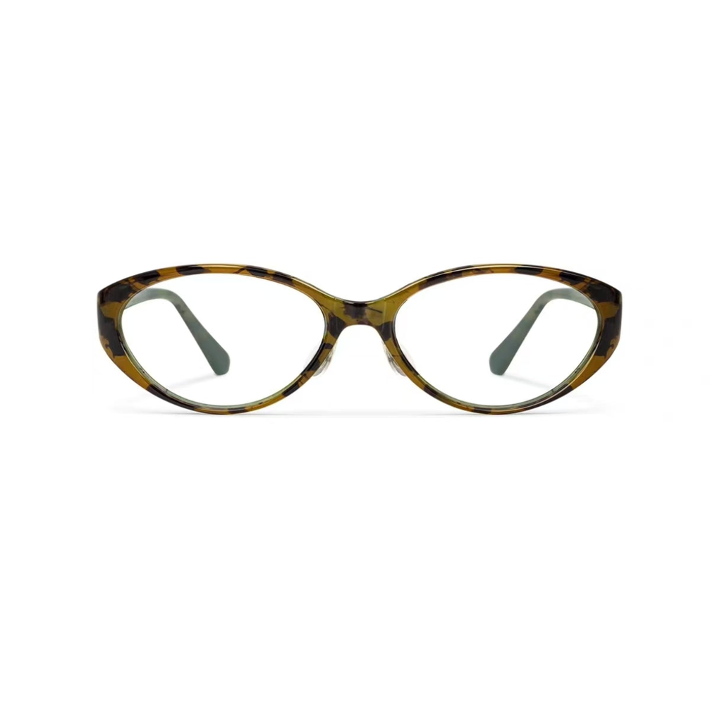 Tortoise Shell women's retro TR90 oval cat-eye full-rim glasses, front product view