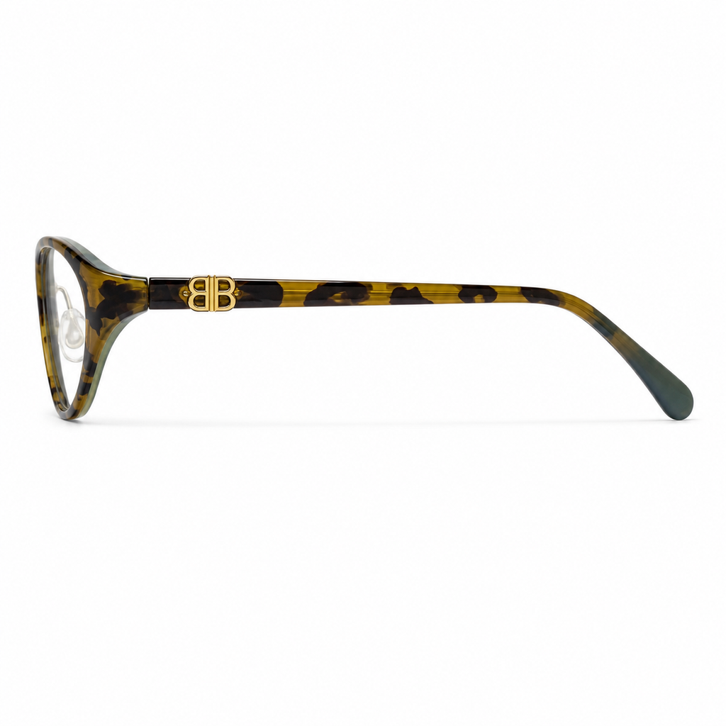 Tortoise Shell women's retro TR90 oval cat-eye full-rim glasses, side-profile product view
