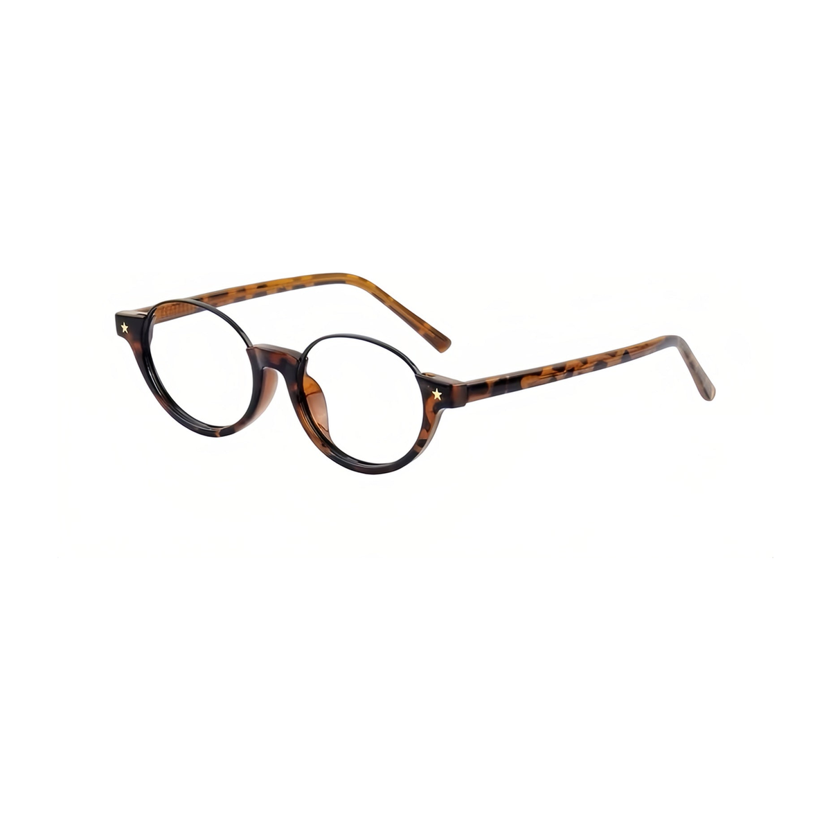 Tortoise TR and metal semi-rimless eyeglass frame, 45-degree product view