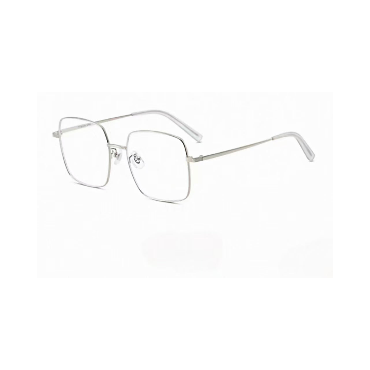 Silver unisex ultra-light titanium alloy square full-rim glasses, 45-degree product view
