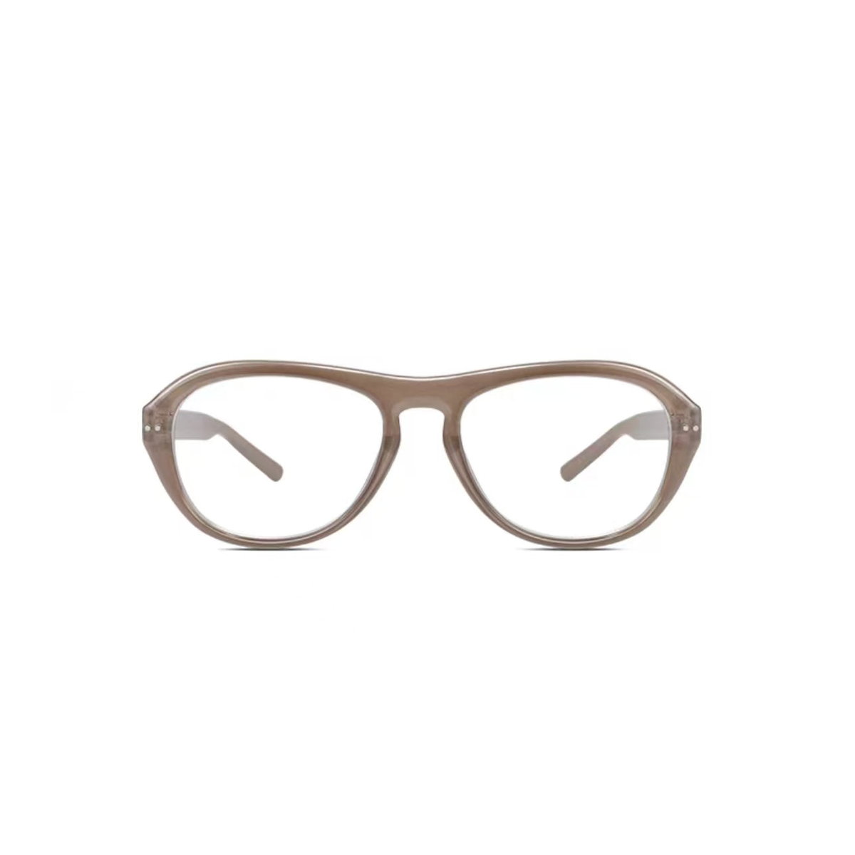 Latte Beige unisex oversized polycarbonate full-rim glasses, front product view