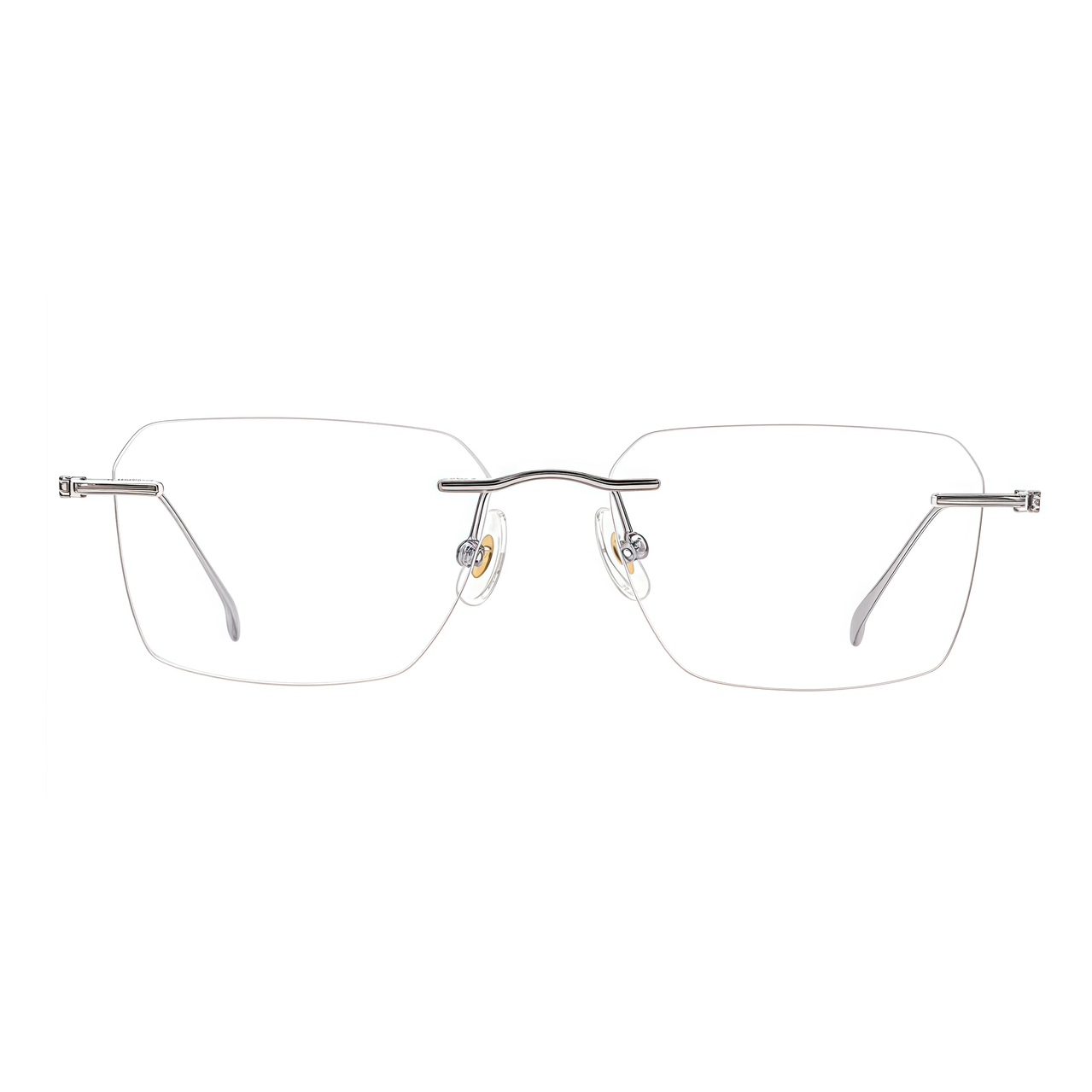 Gunmetal unisex semi-titanium rimless wave-bridge glasses, front product view