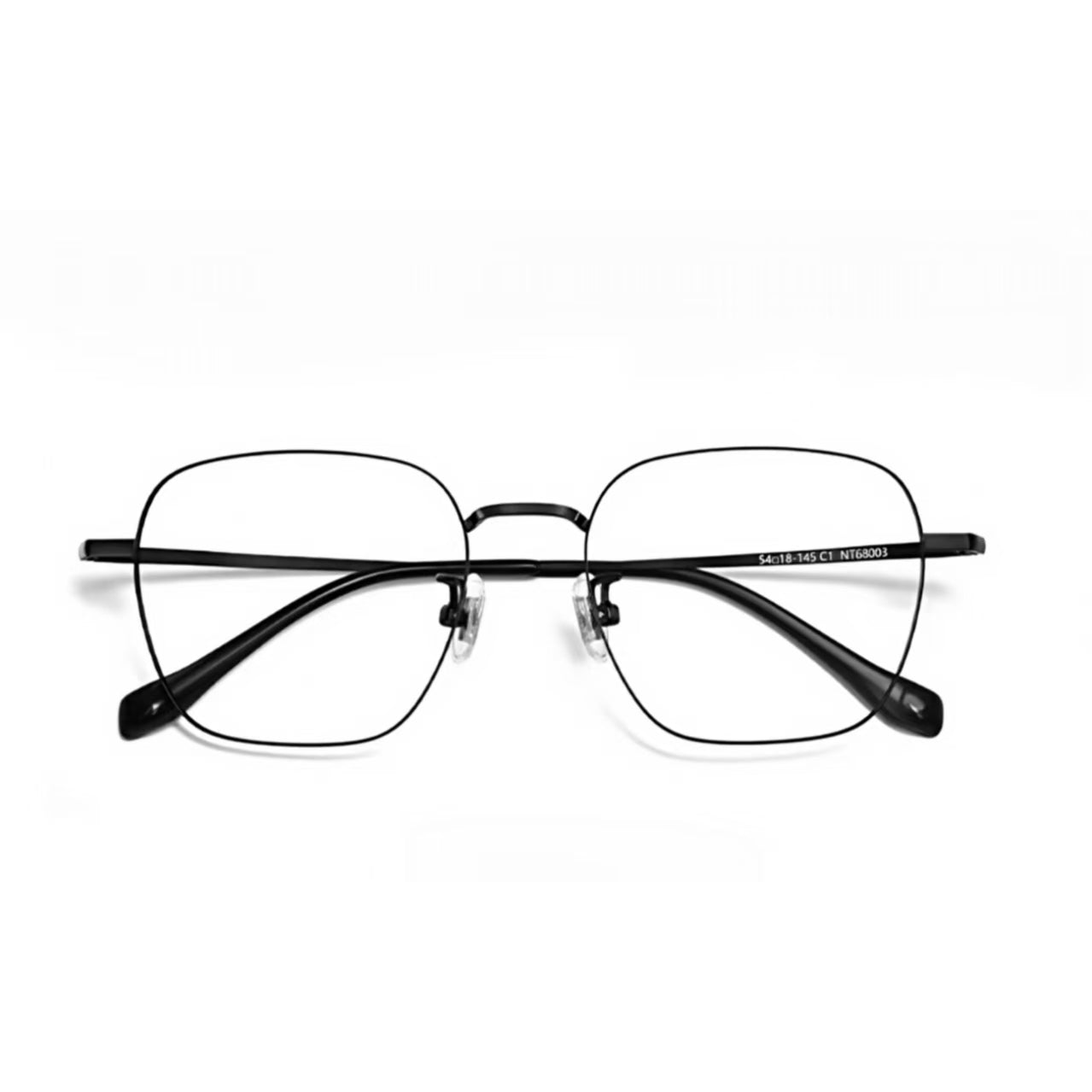 Black unisex oversized pure titanium full-rim glasses, front product view