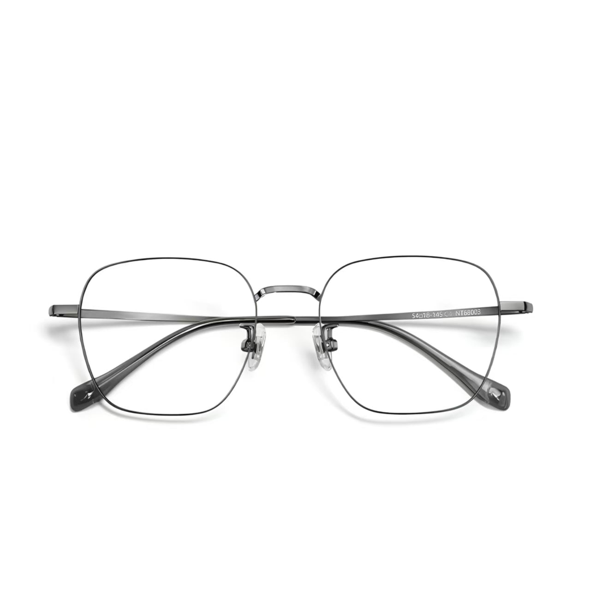 Gray unisex oversized pure titanium full-rim glasses, front product view