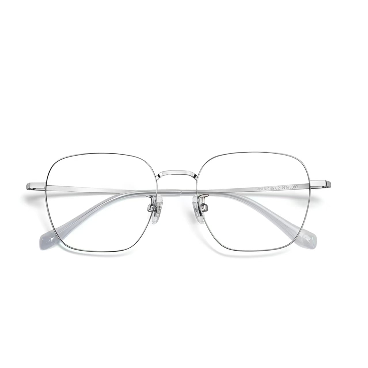 Silver unisex oversized pure titanium full-rim glasses, front product view