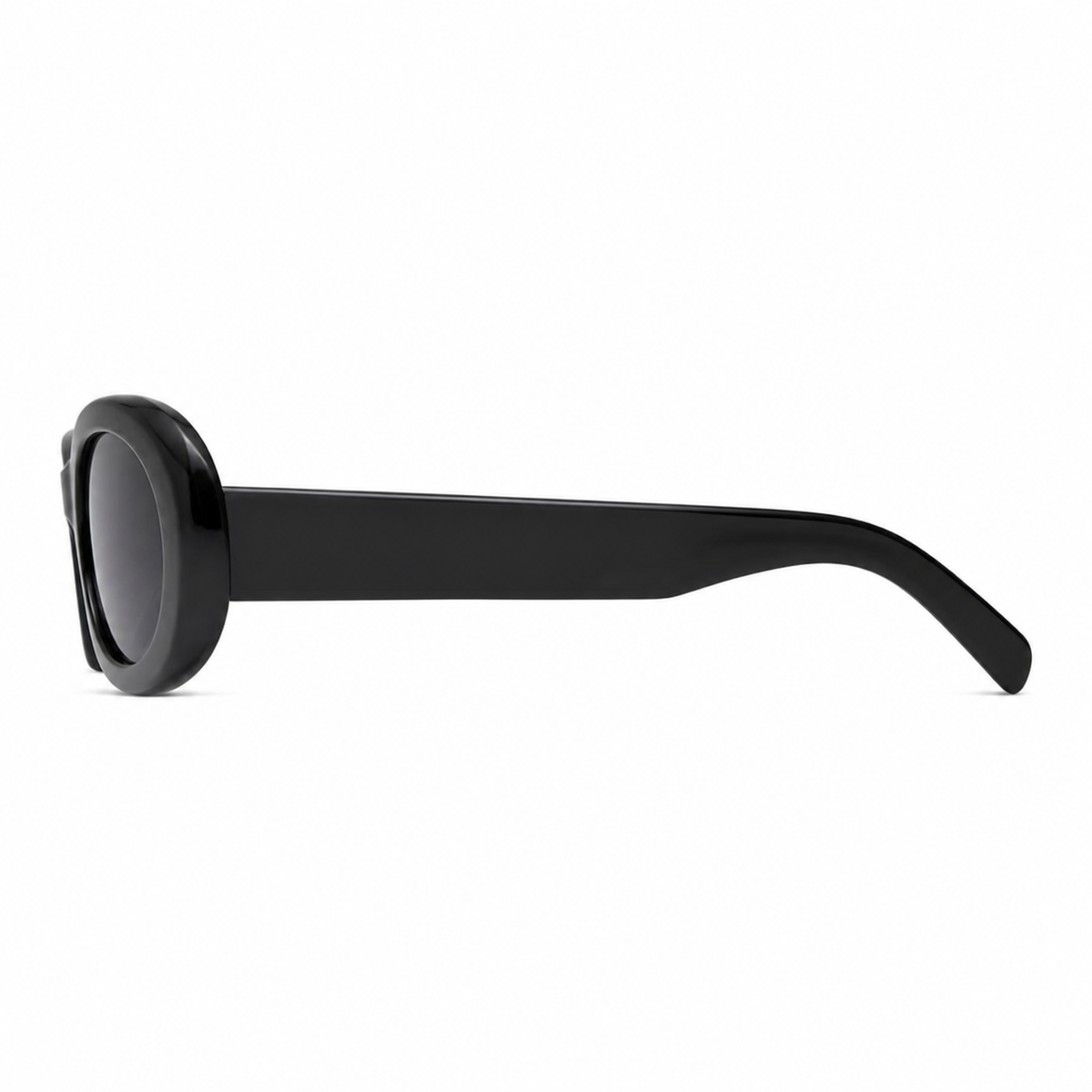 Women’s Black full-rim oval sunglasses, side-profile product view