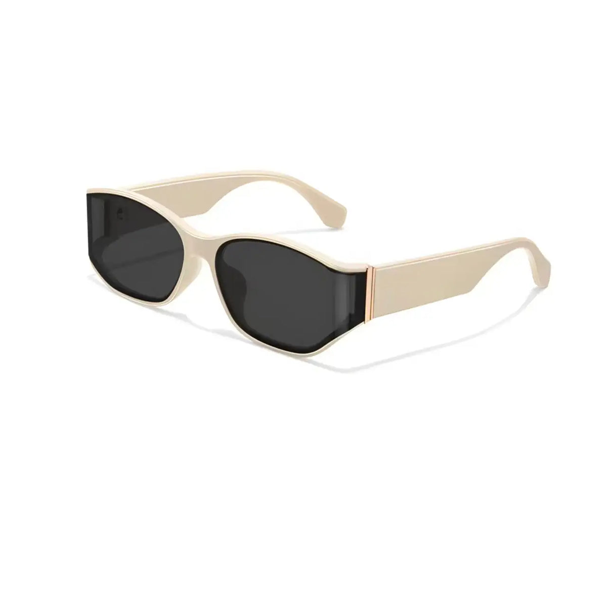 Women’s White full-rim curved shield sunglasses, 45-degree product view