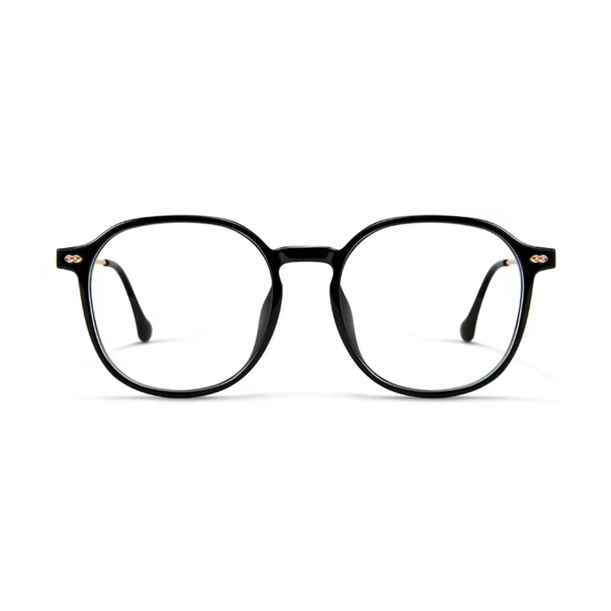 Glossy Black women's oversized TR90 and titanium full-rim glasses, front product view
