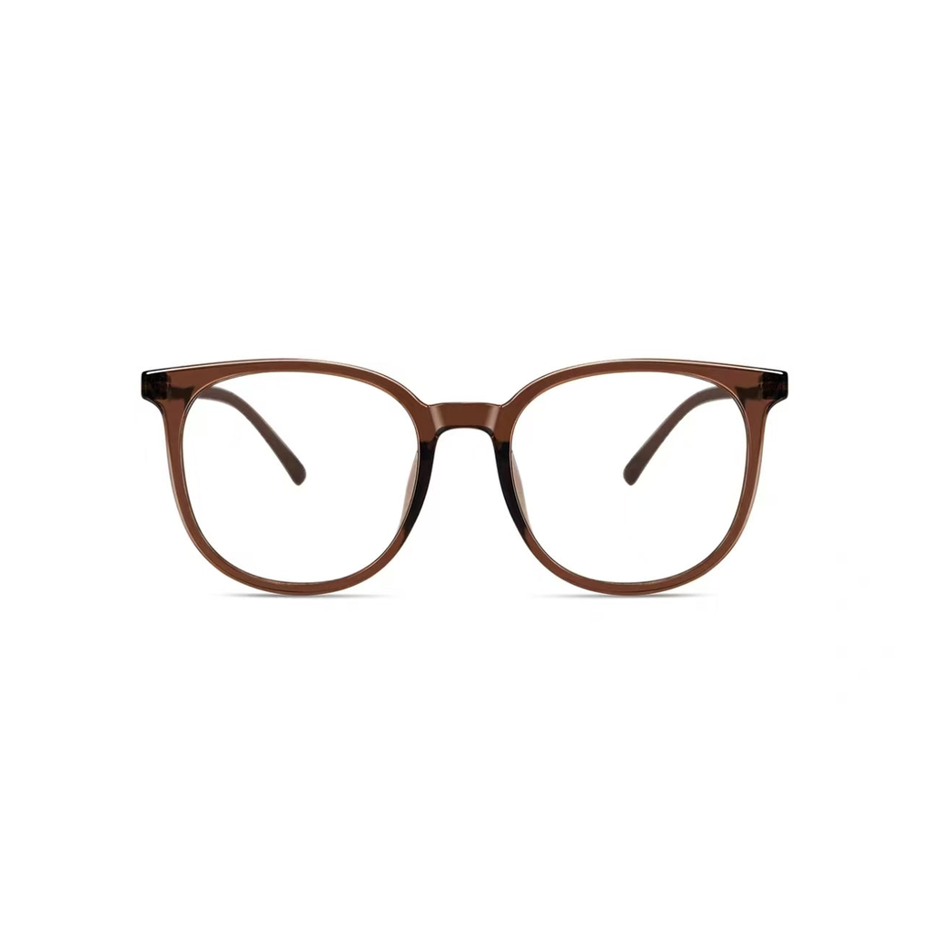 Chestnut Brown women's retro oversized TR90 full-rim glasses, front product view