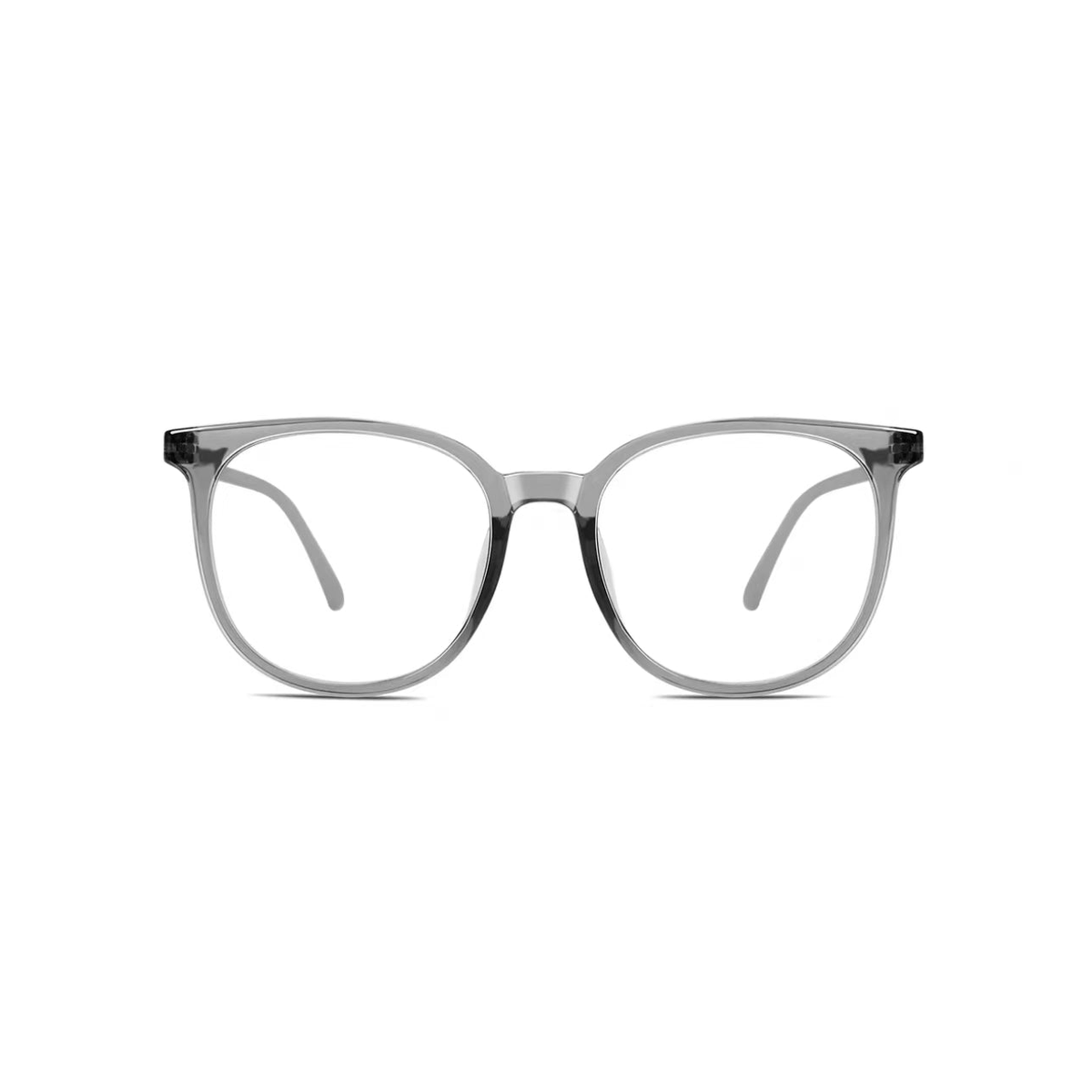 Crystal Gray women's retro oversized TR90 full-rim glasses, front product view