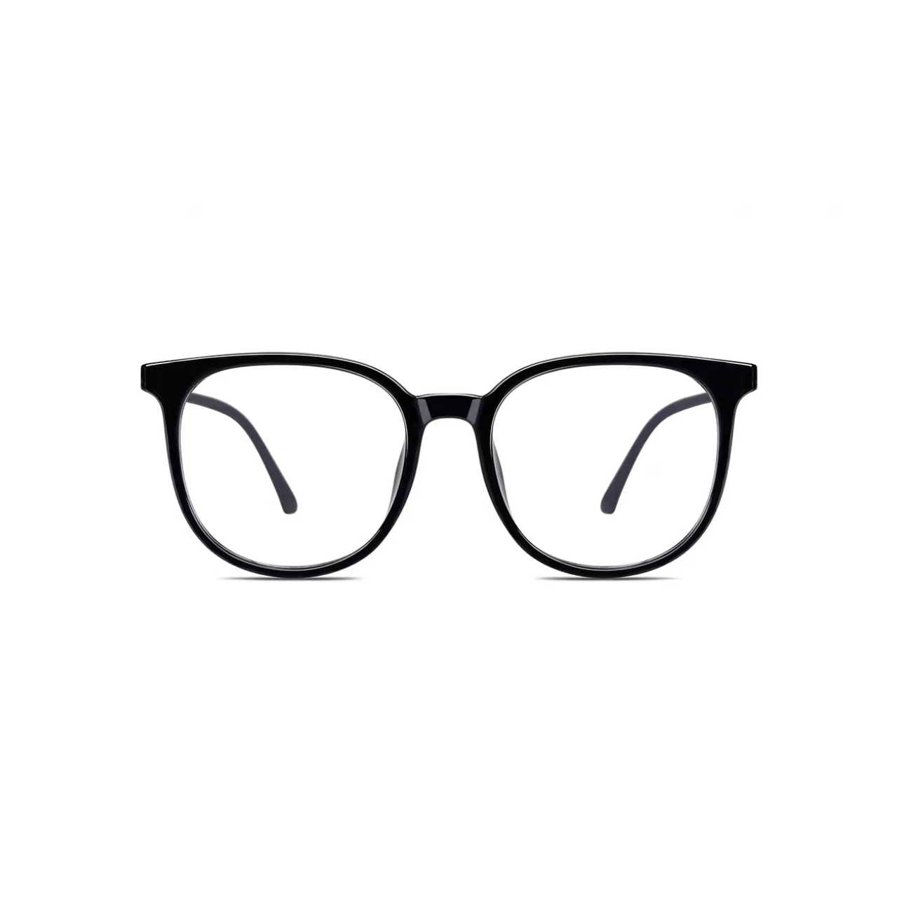 Glossy Black women's retro oversized TR90 full-rim glasses, front product view