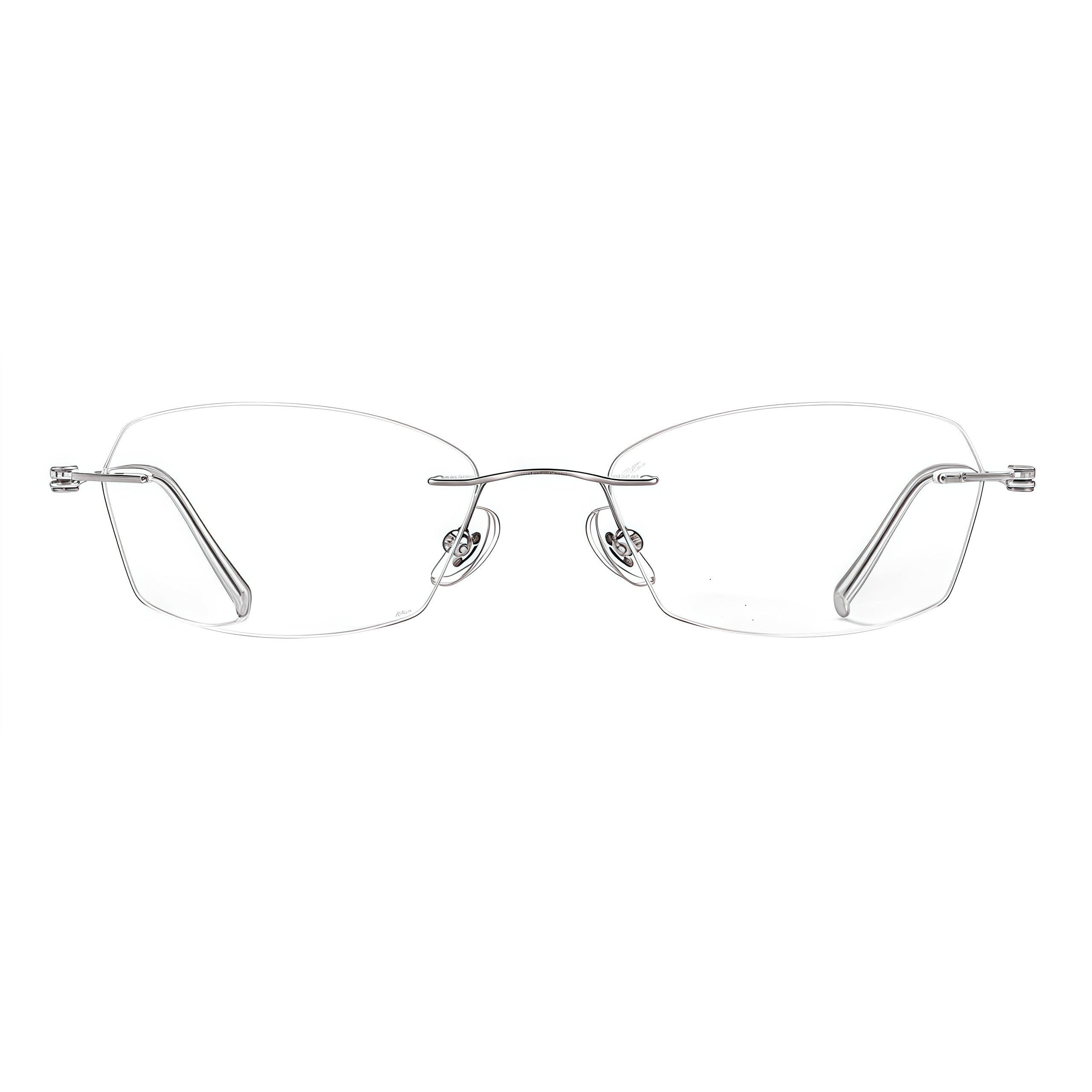 Gunmetal women's pure titanium rimless rectangular glasses, front product view