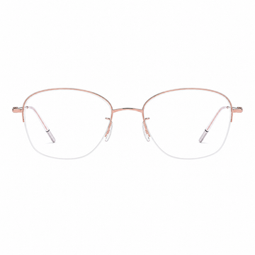 Rose Gold/Red Gradient women's titanium semi-rimless glasses, front product view